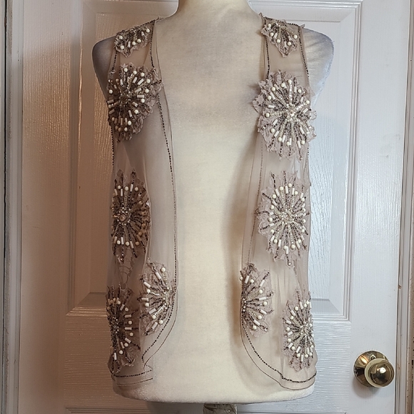 Chico's Jackets & Blazers - Chico's Mesh and Lace Beaded Vest